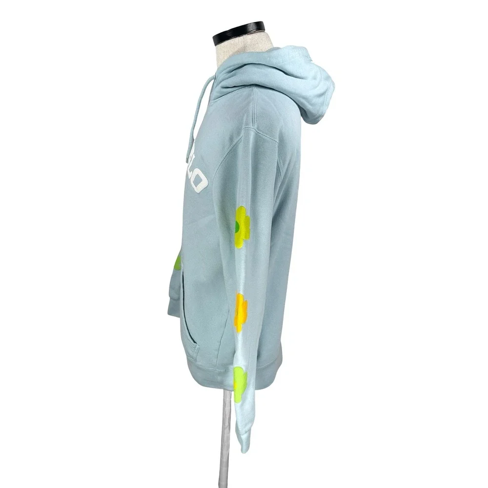 Sturniolo‎ Clothing Light Blue Est 2003 Hoodie Floral Sleeve Print Men's Medium